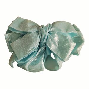 Sparkly Oversized Aqua Blue Hair Bow With Claw Clip Attatchment